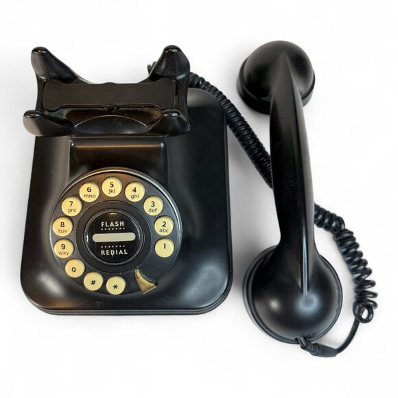 Vintage 1950s Style Retro Black Touch Tone Telephone With Flash & Redial Buttons - Picture 7 of 9